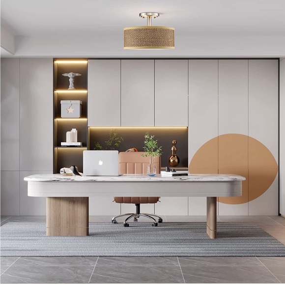 Doraimi Lighting Mid Century Modern Ceiling Light Brushed Nickel 12” Mack Paper - Picture 5 of 6